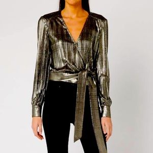 Ted Baker Elwiira Metallic Wrap Top